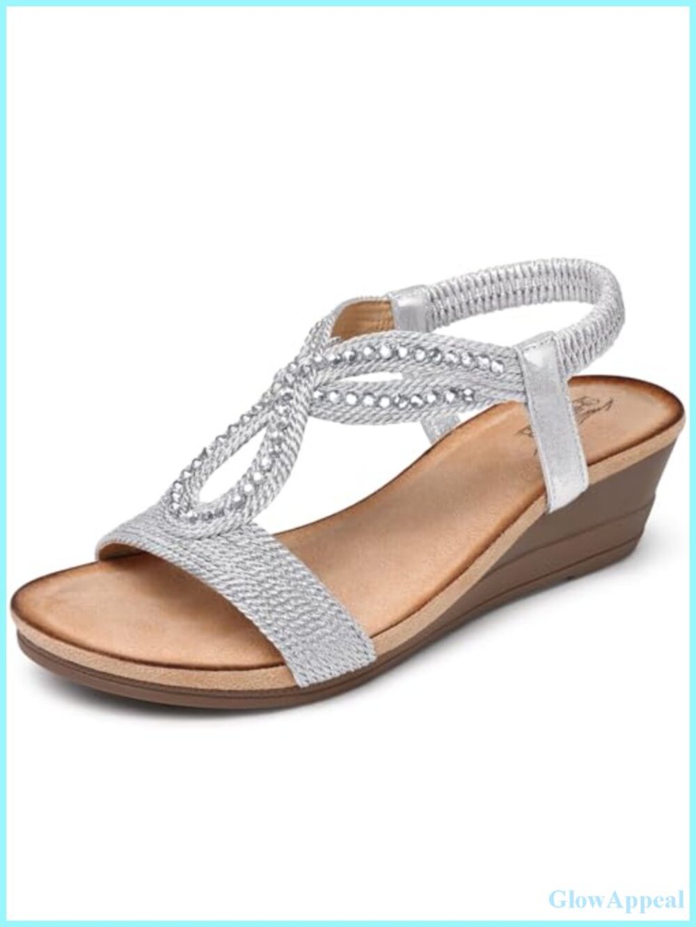 Wedge Sandals Women Dressy Comfortable Low Heel Summer Open Toe Rhinestone